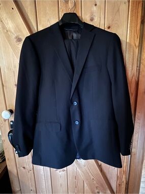 Perry Ellis Portfolio Men's Black Notch-Lapel Suit Jacket and Pants